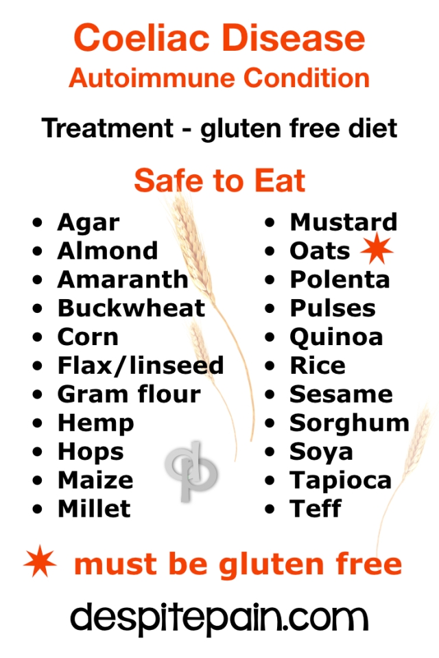 Coeliac disease, gluten free - food that is safe to eat