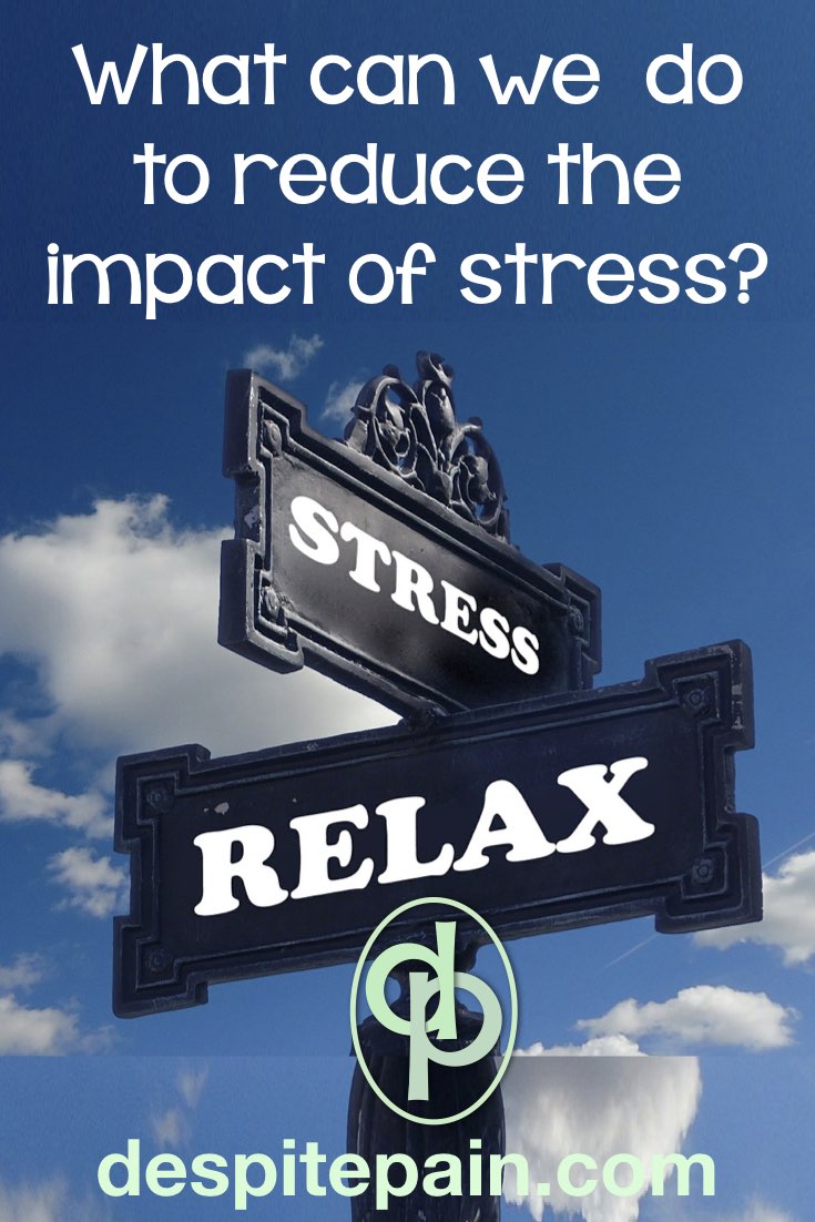 What can we do to reduce the impact of stress. Picture or road sign saying 'stress' and 'relax'